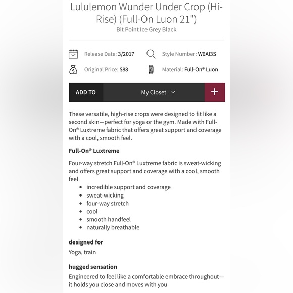 lululemon | size 6 Wunder Under Crop HR leggings 21" in Bit Point Ice Grey Black - Picture 3 of 8